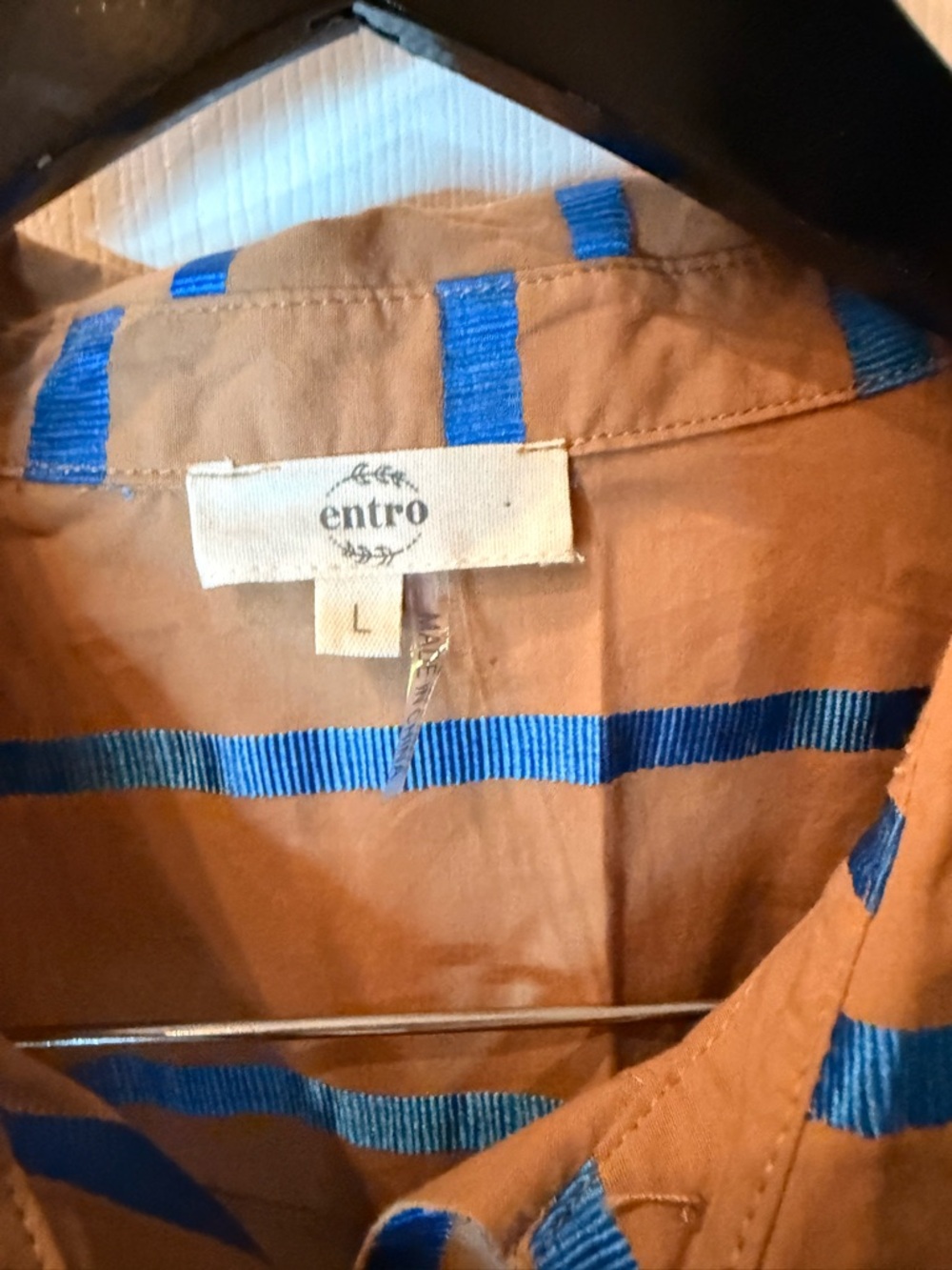 entro Tan Shirt with Blue Stripes - Picture 4 of 4